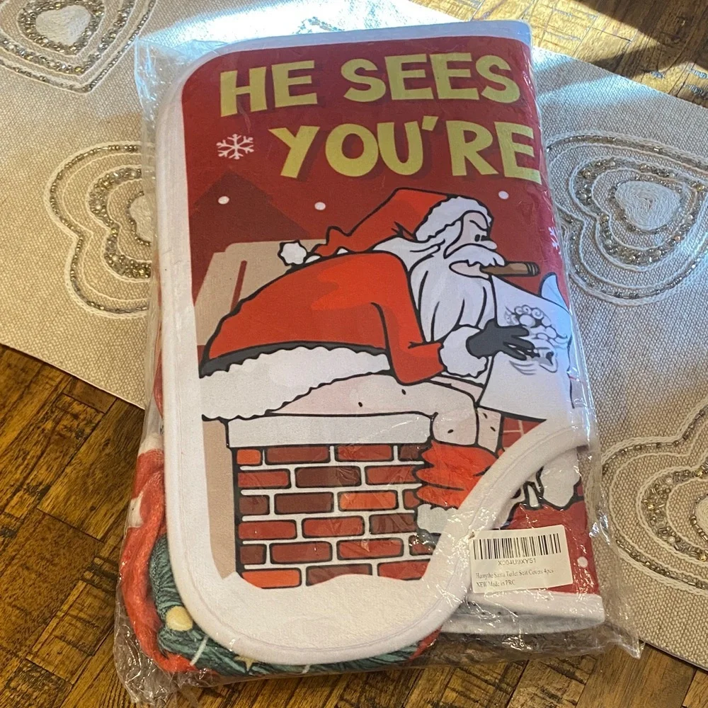 Funny Christmas Toilet Seat Cover and Rug Set